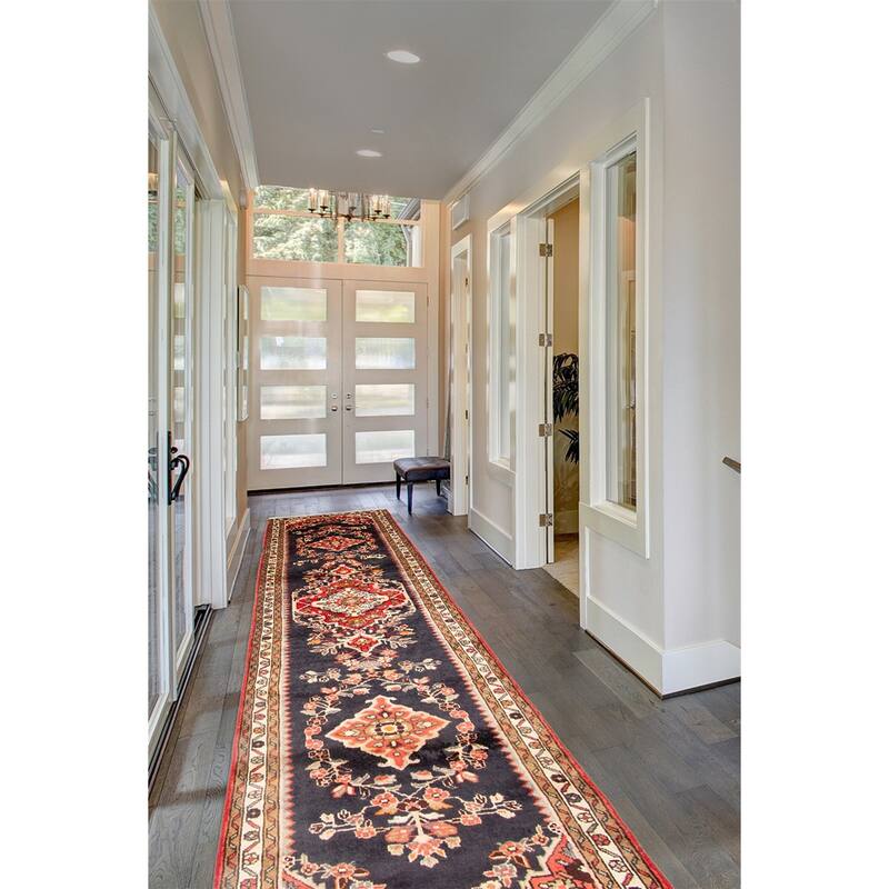 ECARPETGALLERY Hand-knotted Anadol Dark Navy Wool Rug - 2' 8" x 9' 11"