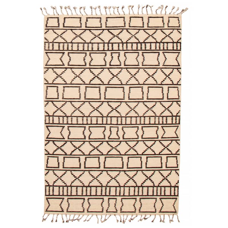 ECARPETGALLERY Hand-knotted Tangier Cream Wool Rug - 5'2 x 7'9 - Cream - 5'2 x 7'9