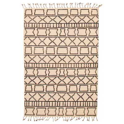 ECARPETGALLERY Hand-knotted Tangier Cream Wool Rug - 5'2 x 7'9