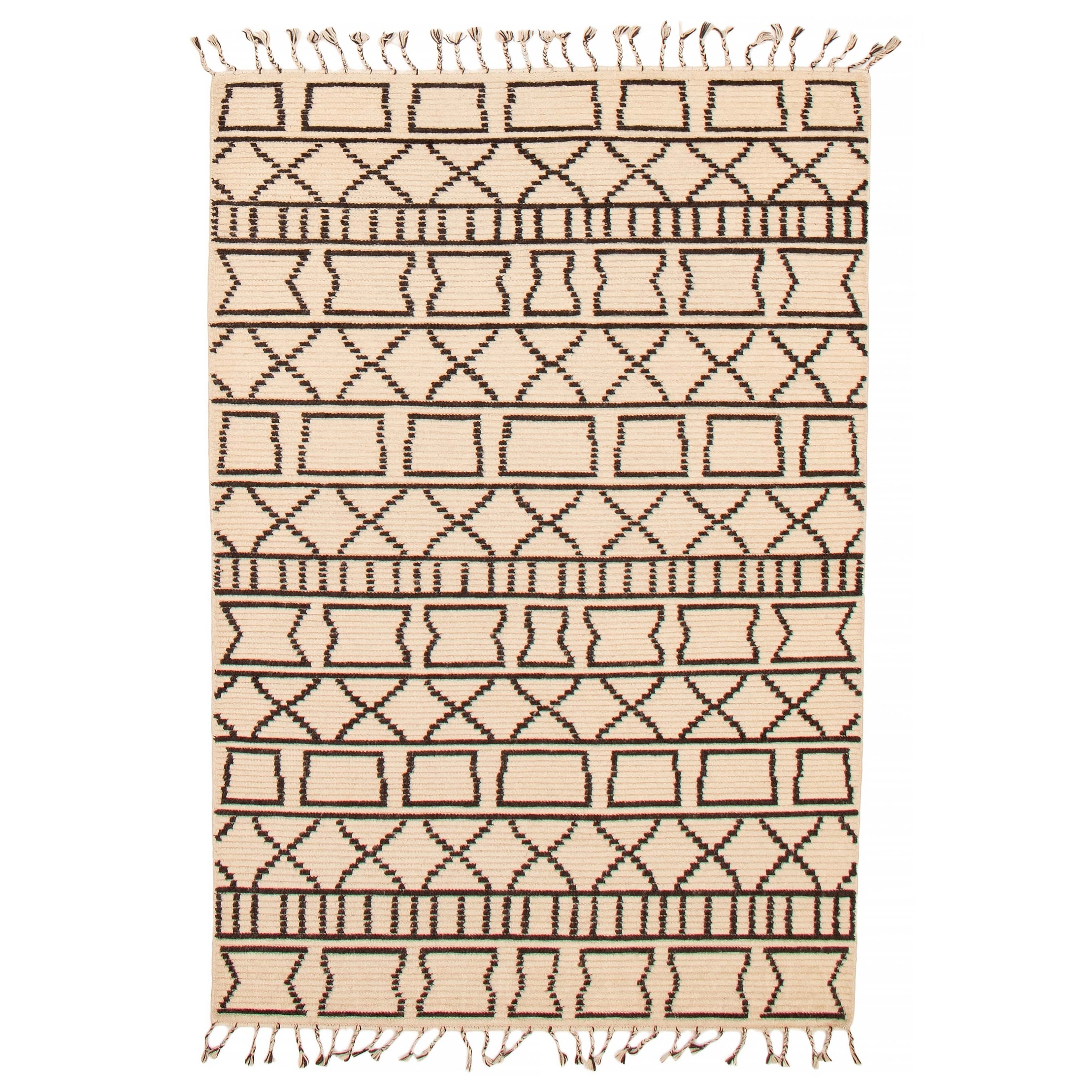ECARPETGALLERY Hand-knotted Tangier Cream Wool Rug - 5'2 x 7'9