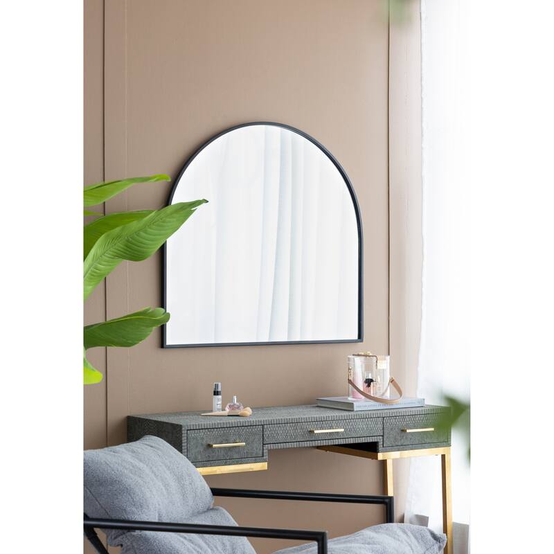 33" x 31" Arched Wall Decor Accent Mirror with Iron Frame