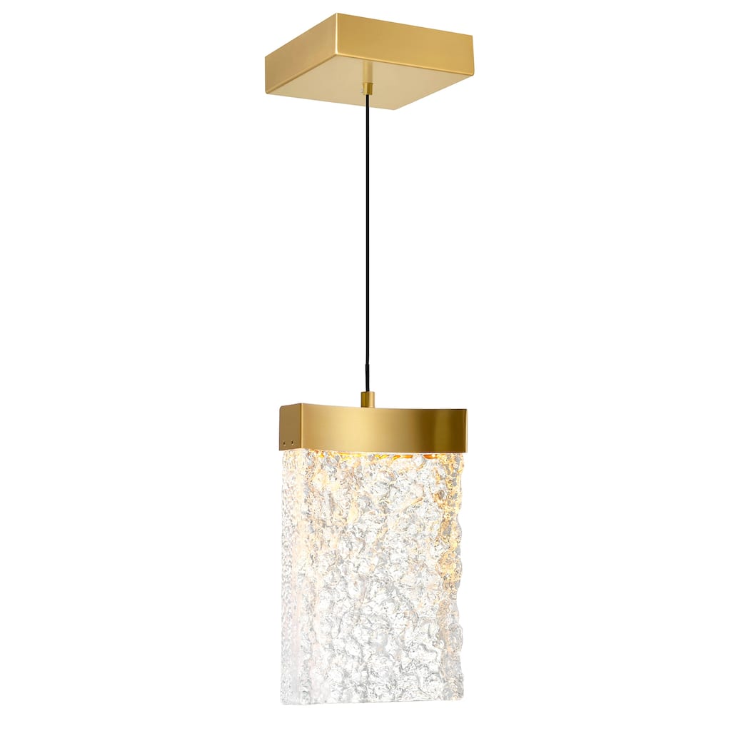 Lava Integrated LED 6in Brass Mini Pendant with Handcrafted Glass