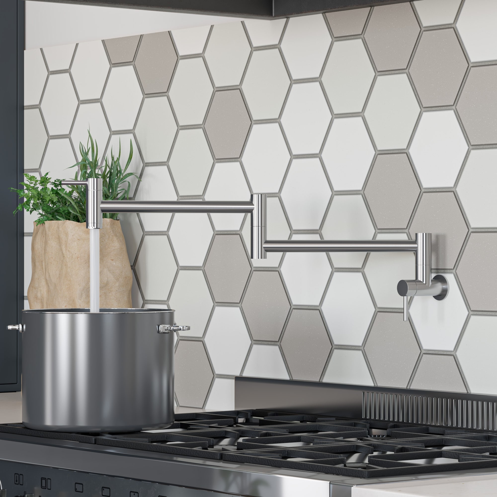ALFI Brushed Retractable Pot Filler Faucet