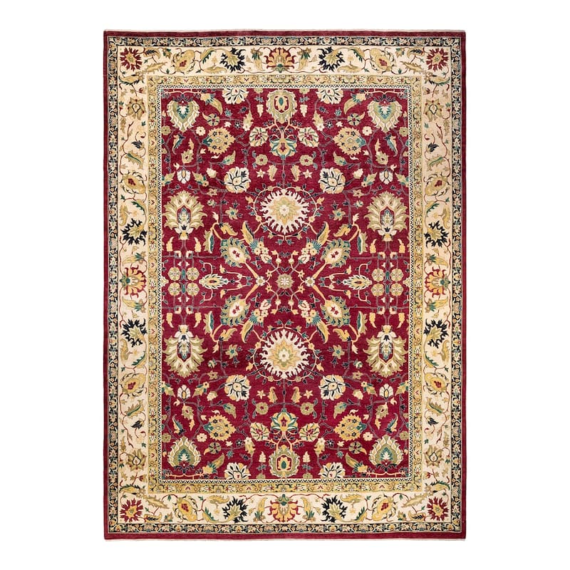 Overton Hand Knotted Wool Vintage Inspired Traditional Mogul Red Area Rug - 10' 1" x 14' 5"