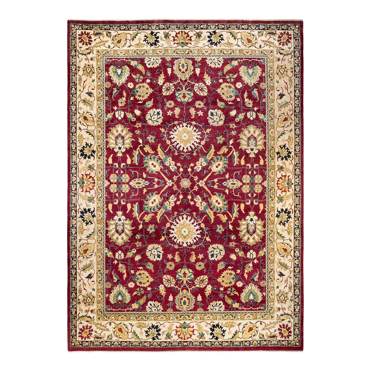 Overton Hand Knotted Wool Vintage Inspired Traditional Mogul Red Area Rug - 10' 1" x 14' 5"