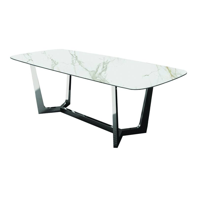Furniture of America Mave Modern 71-inch Ceramic Top Dining Table with Metal Base - Silver