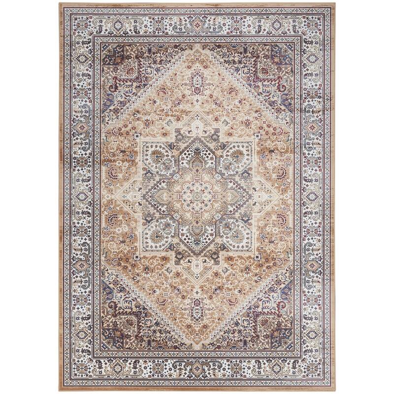 Hiku Power Loomed Distressed Floral Non Skid Stain Resistant Low Pile Area Rug By HomeRoots - 84' X '60' X '0.2