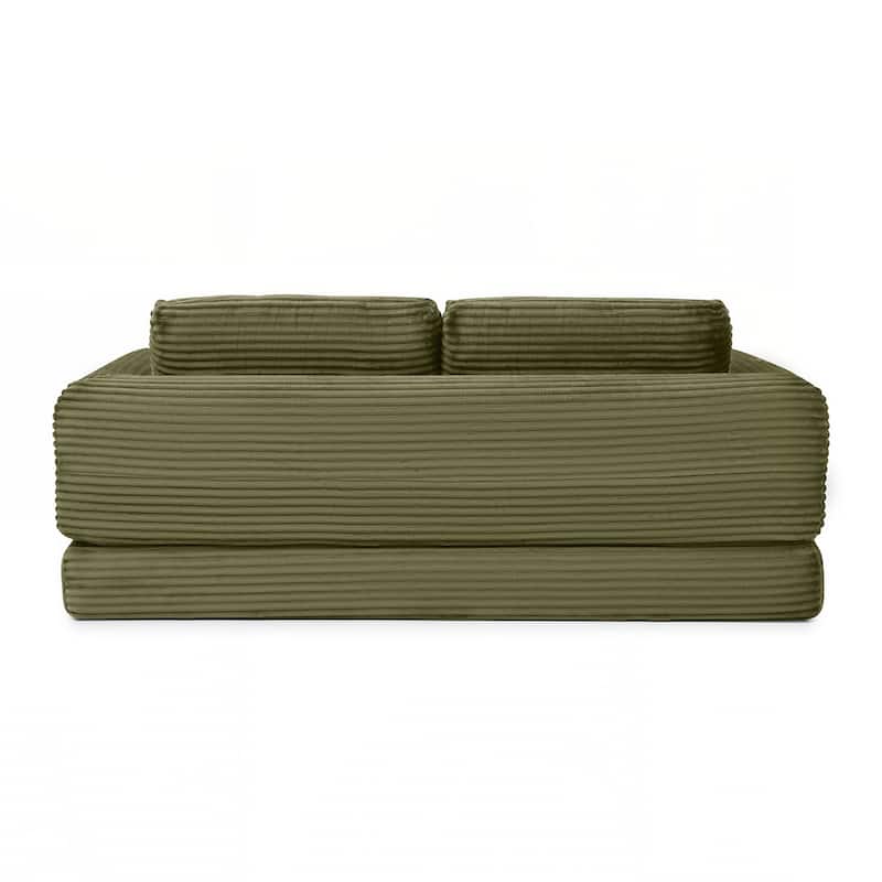 Modern Corduroy Sleeper Couch , Futon Modular Upholstered Boneless Sofa