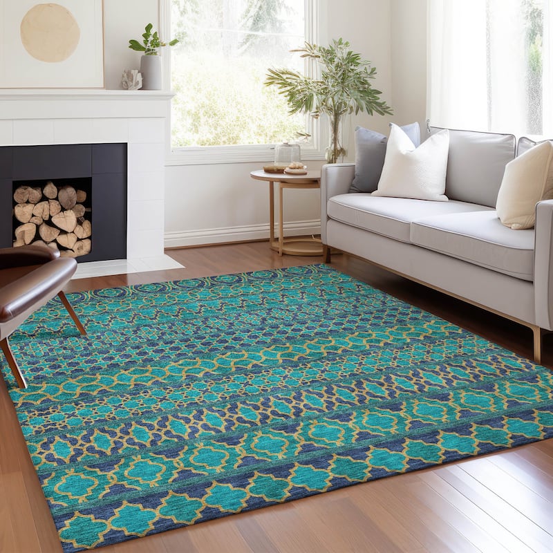 Machine Washable Indoor/ Outdoor Chantille Stripe Boho Rug