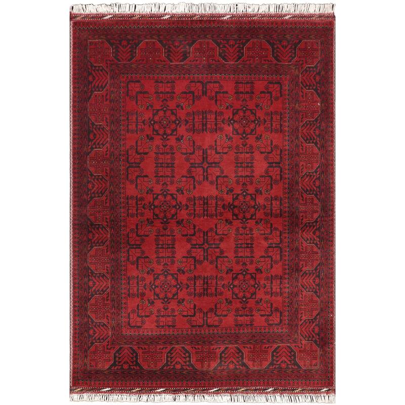Rustic Biljik Khal Mohammadi Alexa Red/Navy Rug - 4'10'' x 6'4''