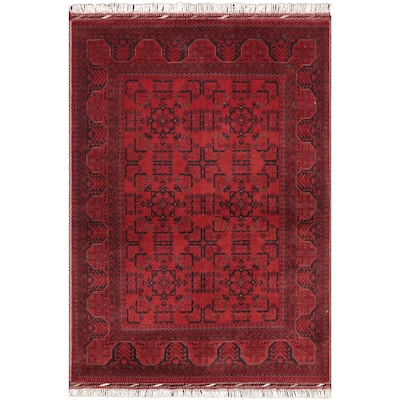 Rustic Biljik Khal Mohammadi Alexa Red/Navy Rug - 4'10'' x 6'4''