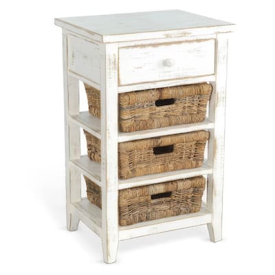 16 in. White Rectangle Wood End Table, Sturdy Build End Side Table for Living Rooms