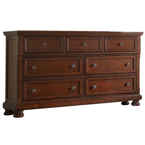 Titanic Furniture Major Collection Solid Wood 7 Drawer Dresser with Recessed Panels, Brown