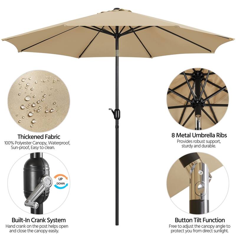 Yaheetech 10FT Patio Umbrella Outdoor Umbrella for Garden, Deck, Backyard, Pool, Beach