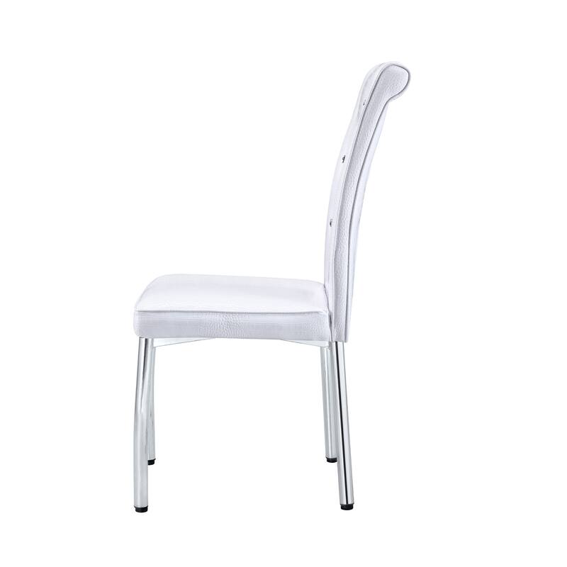 Set of 4, Retro alligator skin Upholstered dining chairs with Crystal buckle design and Faux Leather design