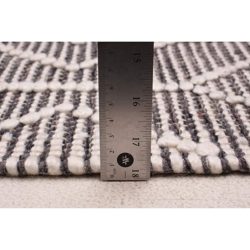 ECARPETGALLERY Braid weave Sienna Grey Wool Rug - 6'0 x 9'2