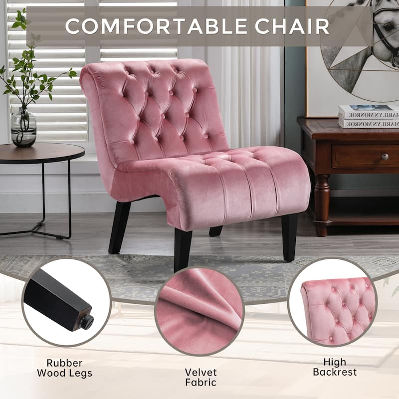 Modern Velvet Armless Living Room Chairs Set of 2
