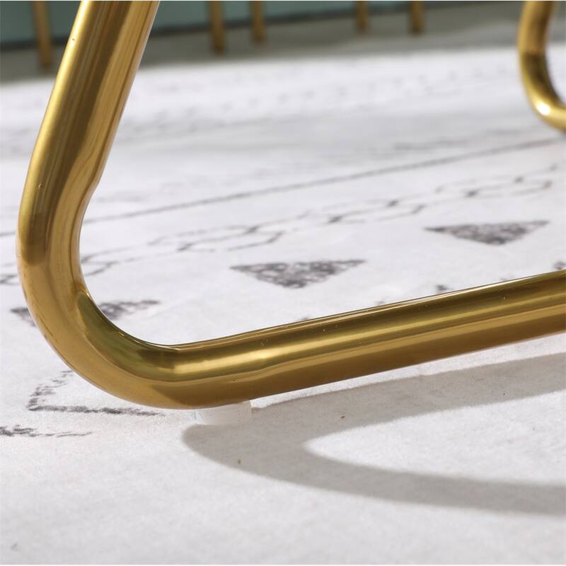Velvet Upholstered Accent Chair with Gold Tone Finished Base