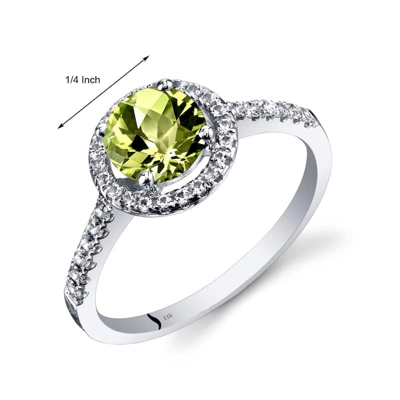 14k White Gold 1.34ct Peridot and White Topaz Ring