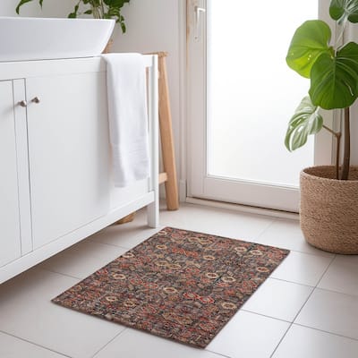 Machine Washable Indoor/ Outdoor Traditional Boho Chantille Rug