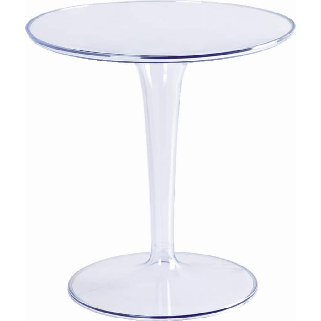 19 in. Clear Round Plastic End Table, Sturdy Build End Side Table for Living Rooms
