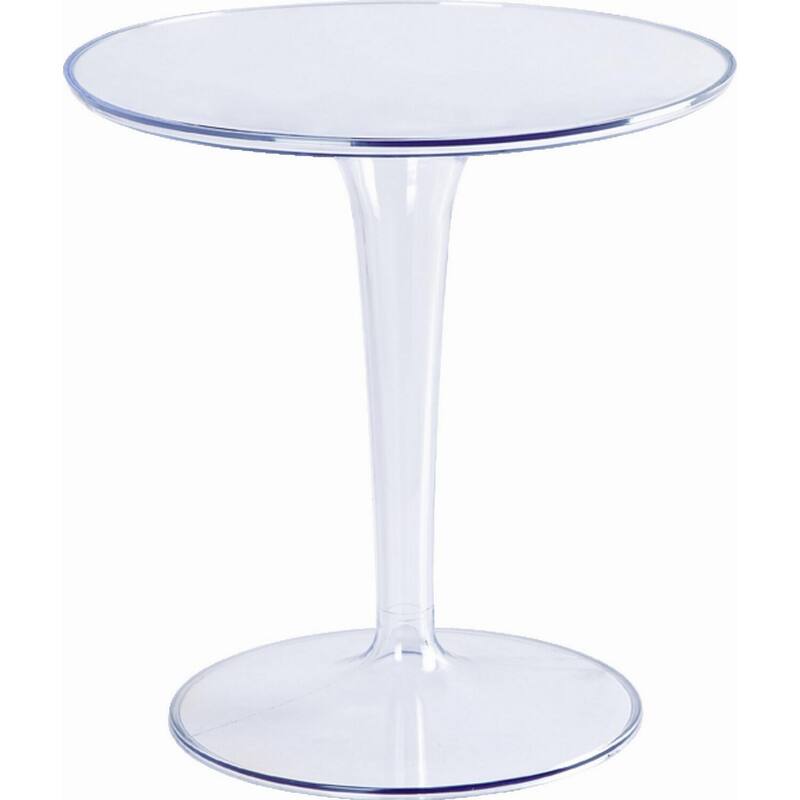 19 in. Clear Round Plastic End Table, Sturdy Build End Side Table for Living Rooms
