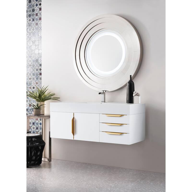 James Martin Vanities Mercer Island 48" Single Vanity, Glossy White with Radiant Gold Hardware