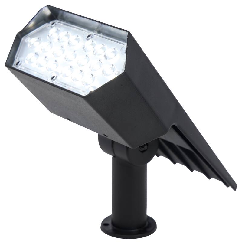 Alpine Corporation STR196SLR 11" Tall Outdoor Solar Pathway Spotlight Stake with LED Light for Garden, Patio, and Yard, Black