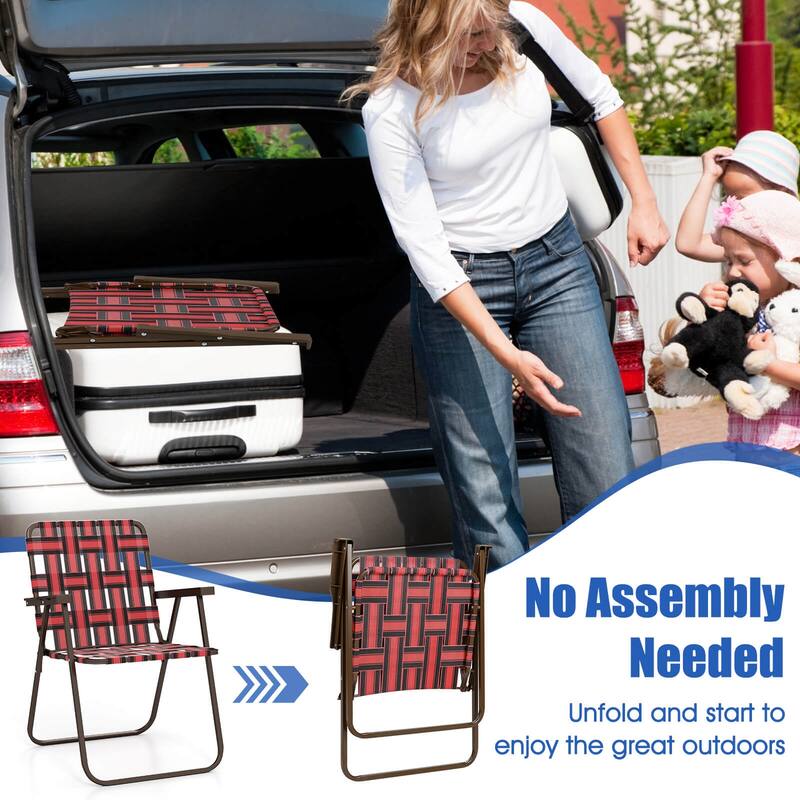 Costway Folding Beach Chairs Set of 2 with Armrests for Adults Loads