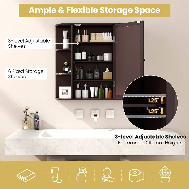 Costway Multipurpose Wall Surface Bathroom Storage Medicine Cabinet