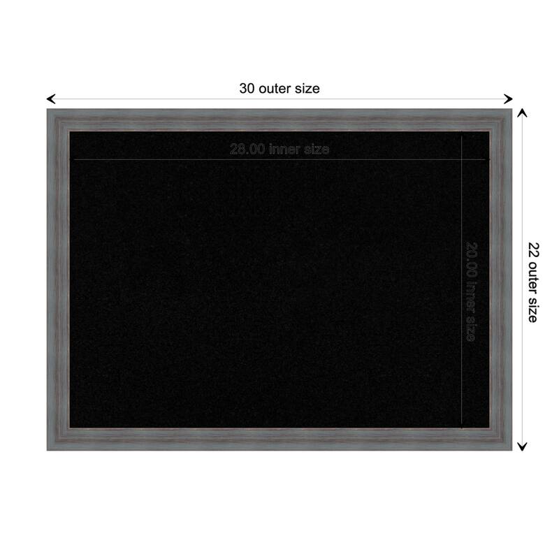 Dixie Blue Grey Rustic Wood Framed Black Corkboard Bulletin Board - Board Size 28x20