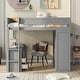 preview thumbnail 27 of 30, Pine Wood Loft Bed with Wardrobes, 2-Drawer Desk, and Cabinet, Full-Length Guardrail