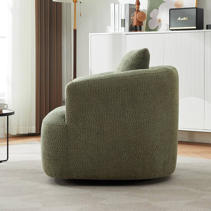Chenille Upholstered Swivel Barrel Sofa Chair