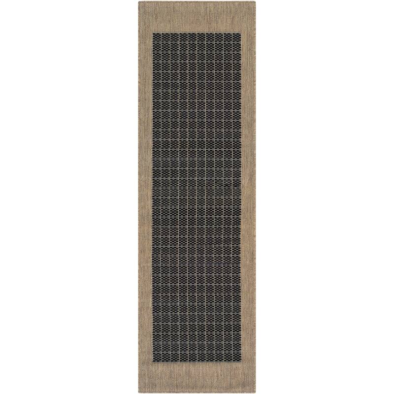 Pergola Quad Indoor/ Outdoor Area Rug - 2'3" x 11'9" Runner - Black/Brown