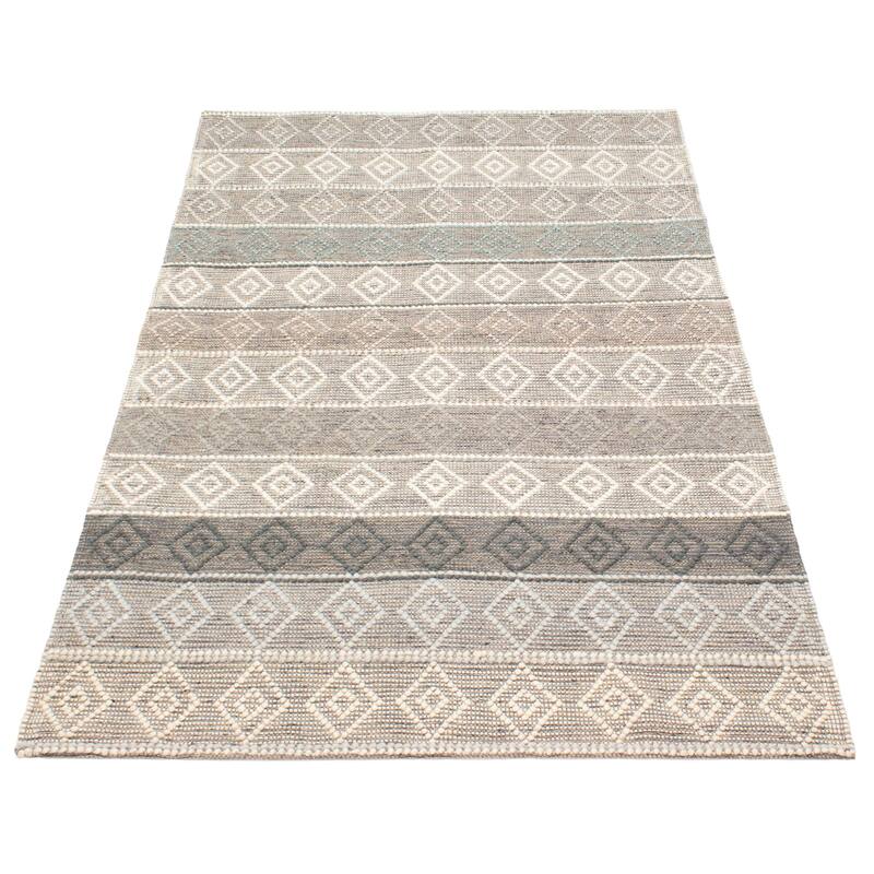 ECARPETGALLERY Braid weave Sienna Khaki Wool Rug - 5'1 x 8'5