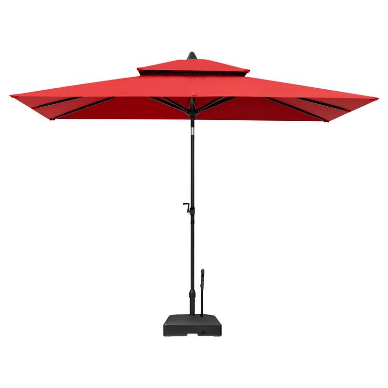 10 x 6.5 FT Double Top Patio Market Umbrella with Base Stand