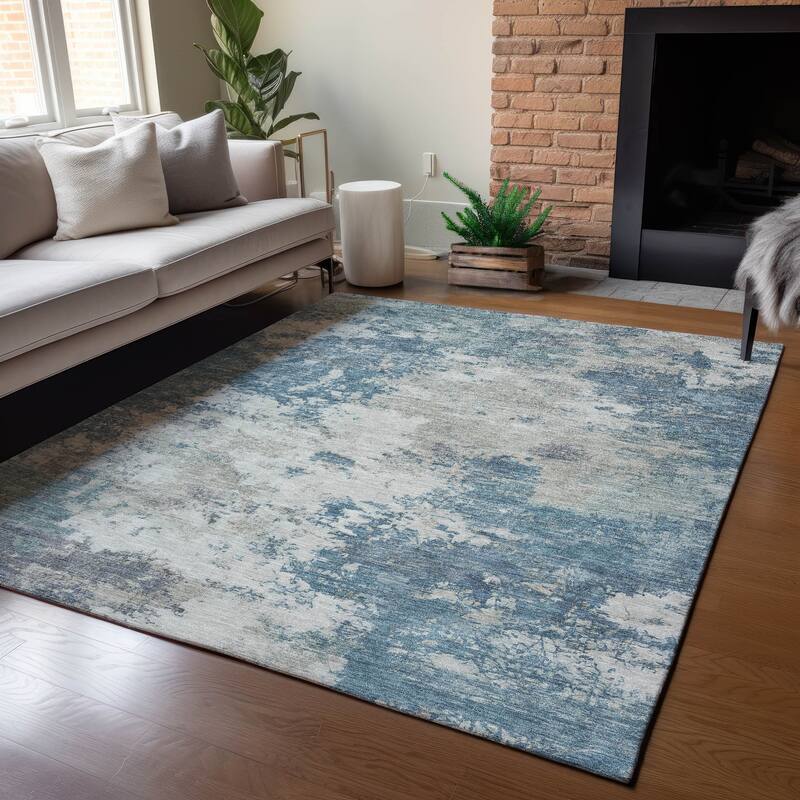 Machine Washable Indoor/ Outdoor Casual Contemporary Chantille Rug