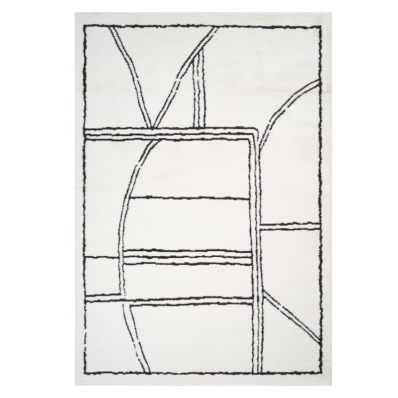 Mulan White Moroccan Power-Loom Area Rug 2' x 3' - 8x10