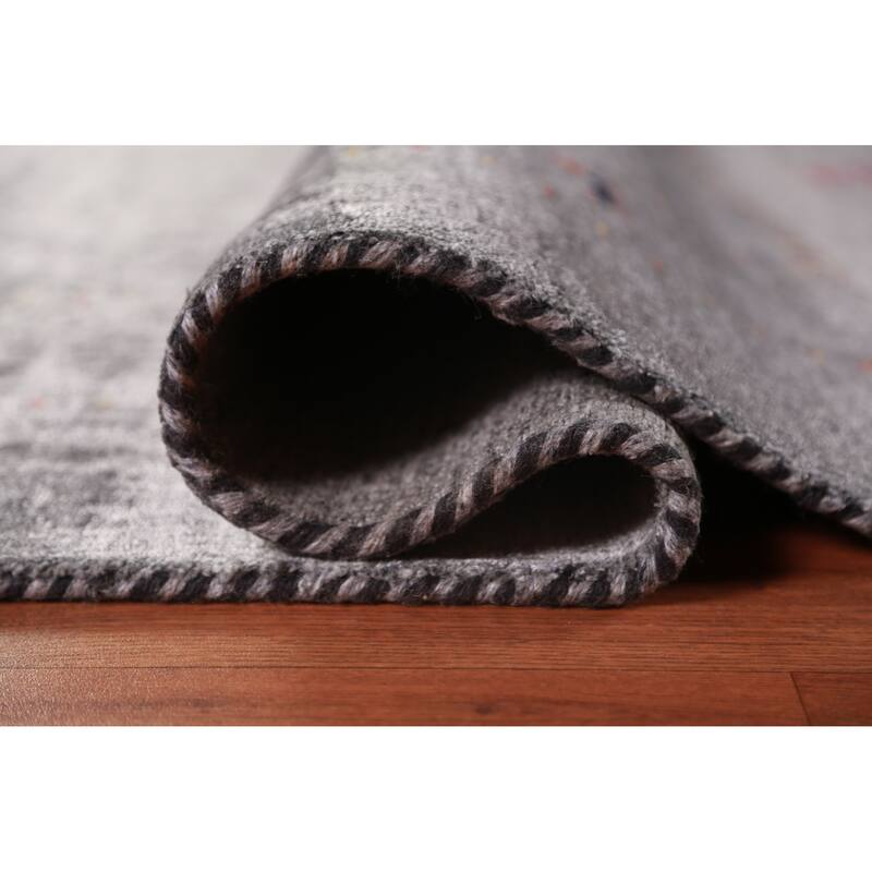 Gabbeh Indian Area Rug Hand-Knotted Silk Carpet - 8'0" x 9'6"