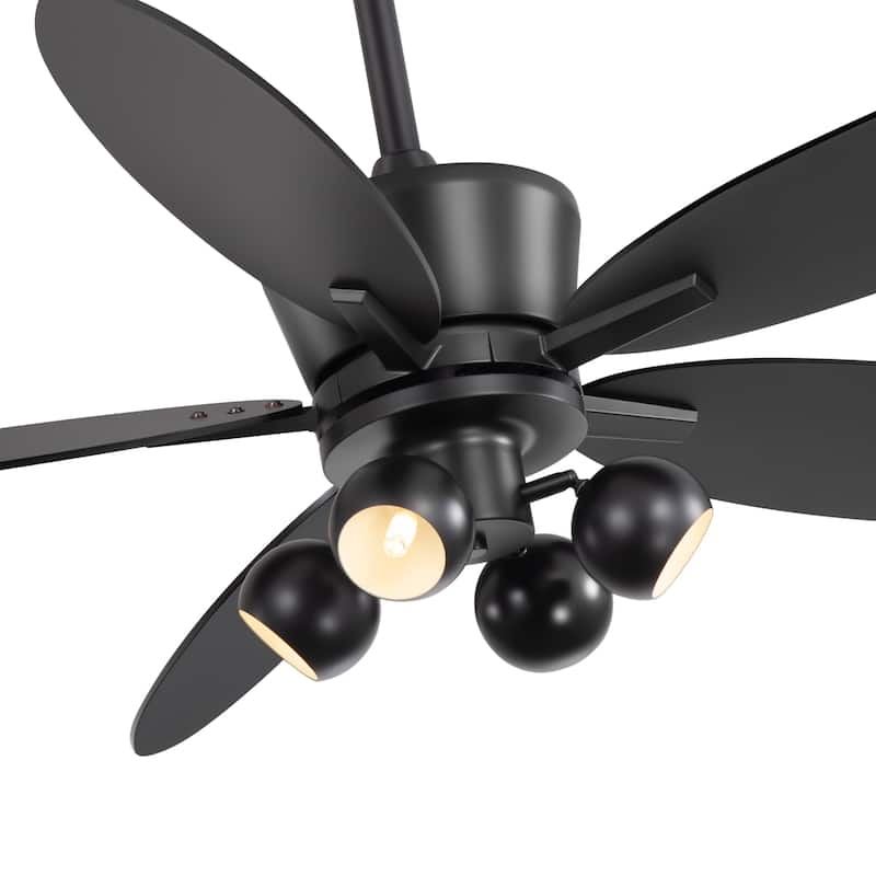 52" Wood 5-Blade Fandelier Ceiling Fan with Remote and Light