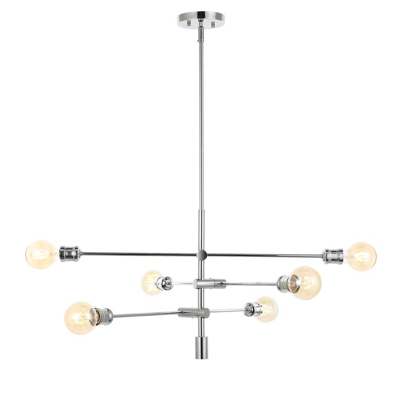 Cato Modern Iron Arm-Adjustable LED Chandelier, Chrome by JONATHAN Y