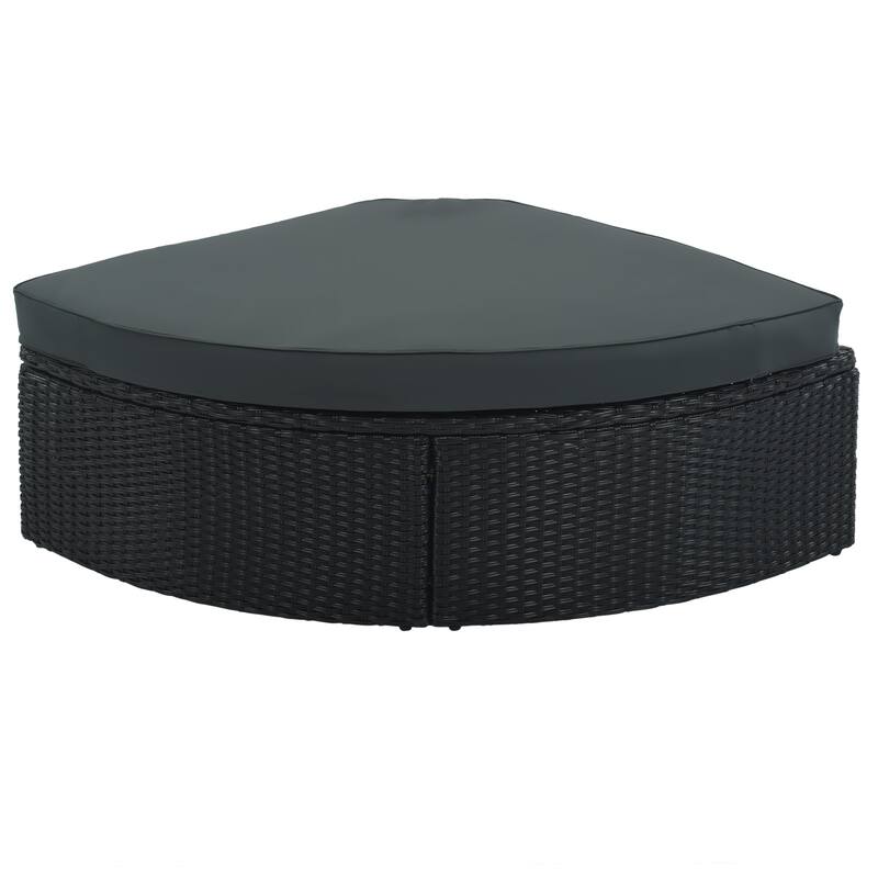 PE Wicker Outdoor Conversation Sofa Set with Green Striped Pillows