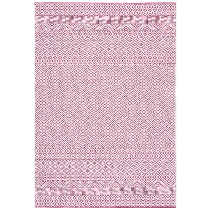 SAFAVIEH Courtyard Leonara Indoor/Outdoor Waterproof Patio Backyard Rug - 2' x 3'7" - Ivory/Red
