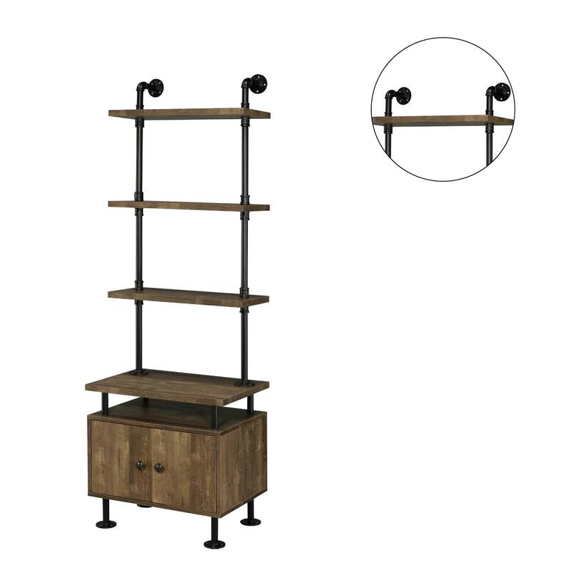 Side Pier Audio Rack in Rustic Oak and Black