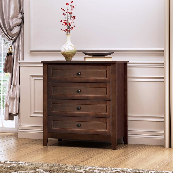 Simple 4 Drawers Dresser Storage Cabinet Table With Retro Round  Handle,Sturdy Frame,Versatile Use - Bed Bath & Beyond - 42177879