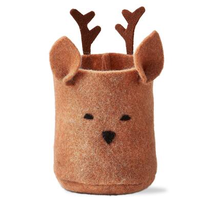 Reindeer Bin Decor Decorative Animal Figurines Holiday Christmas Decor Brown Wool 7.09 in H x 4.3 in Dia