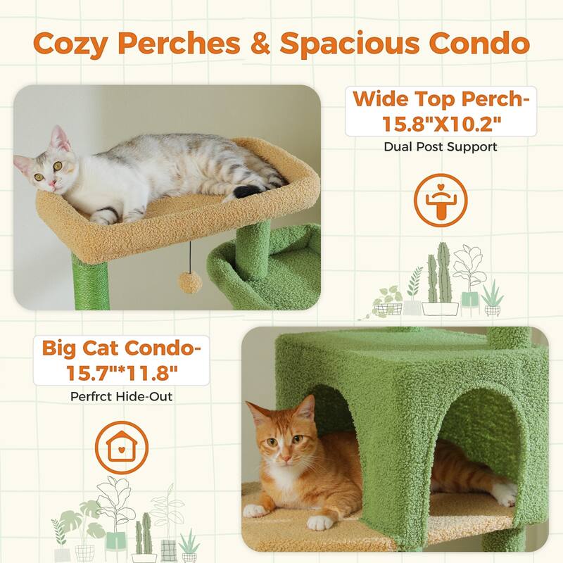 69" Tall Cat Tree Tower for Indoor Large Cats with Super Large Hammock, Scratching Posts, Condo House and Large Top Perch