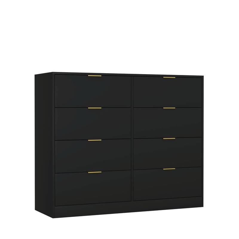 8-Drawer Tall Wood Dresser, Modern Handle-Free Storage Chest for Bedroom, Living Room or Hallway