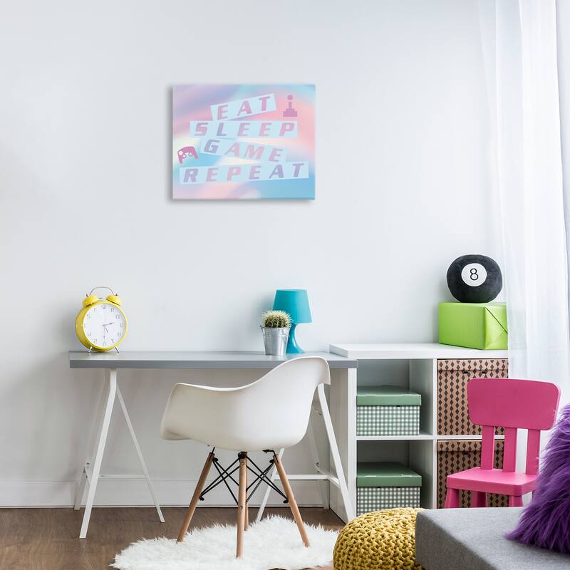 Stupell Pastel Eat Sleep Game Canvas Wall Art Design By Yass Naffas Designs