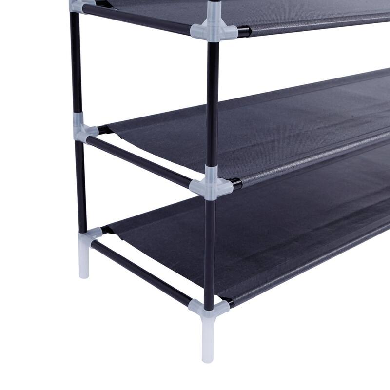 10 Tiers Simple Assembly Non-woven Fabric Shoe Rack with Handle Black